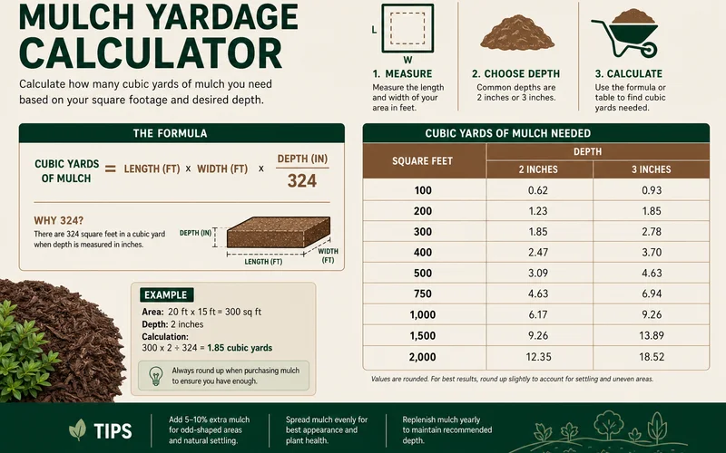 Mulch yardage calculator graphic